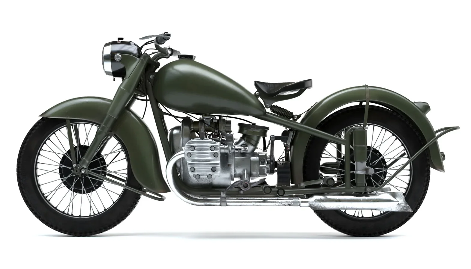 3D визуализация мотоцикла М-72, вид сбоку
