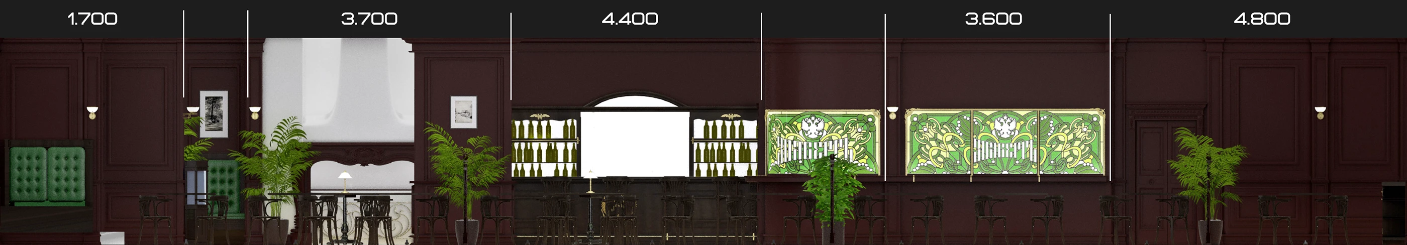 Визуализация бара со стороны кухни