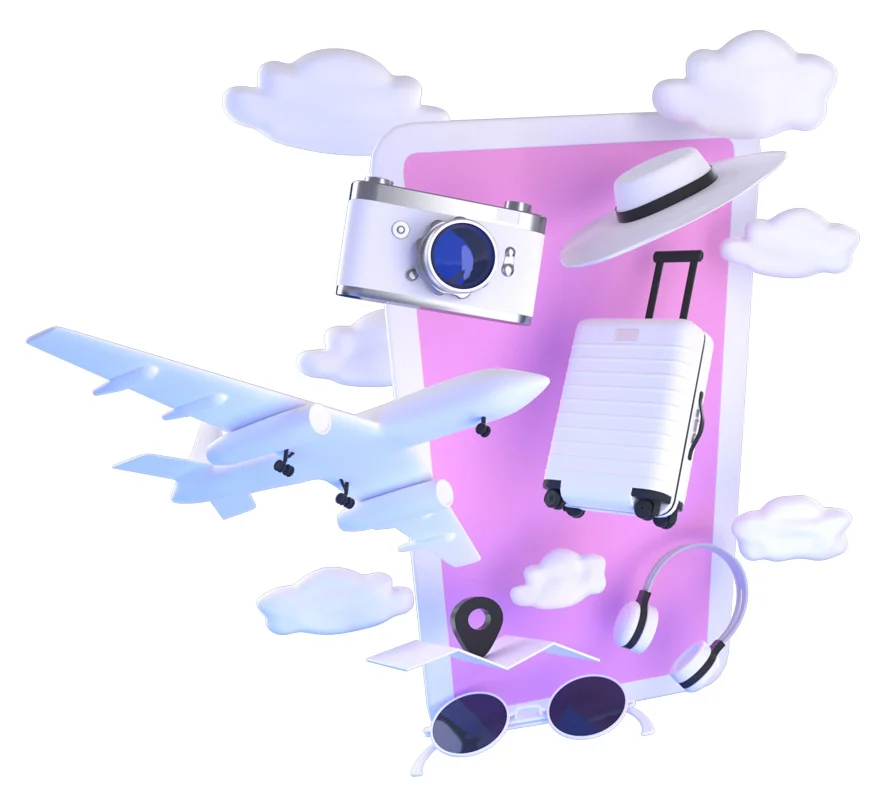 Рекламный 3D баннер для туристической компании - призыв к путешествиям